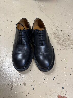 Zara Black Leather Cap-Toe Oxfords